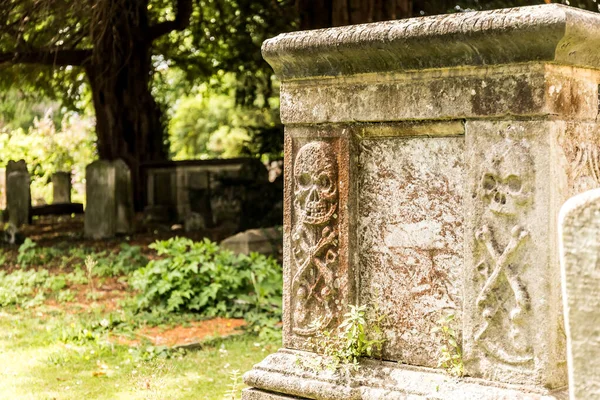 Cráneo Decoración Tumba Piedra Inglaterra — Foto de Stock