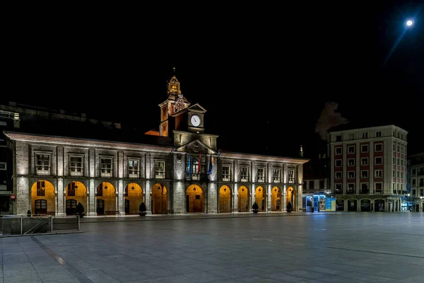 Night Old Spanish City Aviles Asturias —  Fotos de Stock