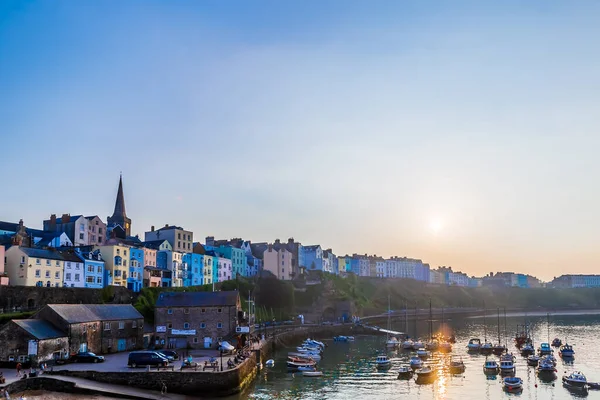 Noite Verão Tenby Gales — Fotografia de Stock