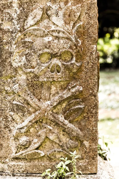 Skull decoration of tomb stone, England