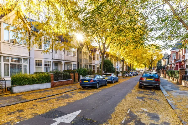 Chiswick Προάστιο Δρόμο Φθινόπωρο Λονδίνο Αγγλία — Φωτογραφία Αρχείου