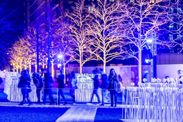 Light festival on Regents canal in London, UK