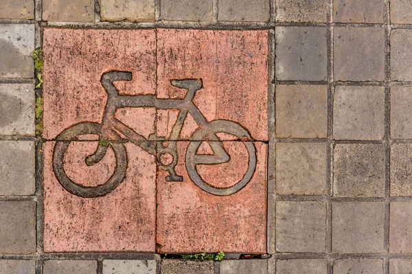 Bicicleta Sinal Estrada Pavimento — Fotografia de Stock