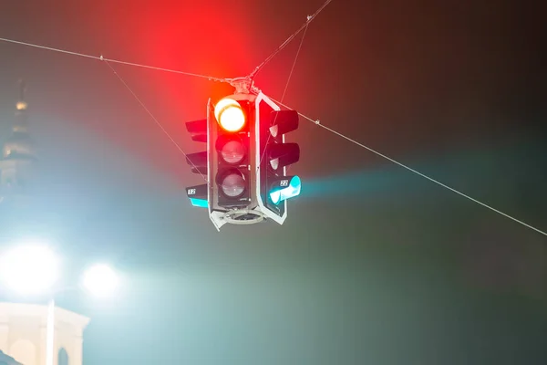 Luzes Trânsito Durante Noite Áustria — Fotografia de Stock