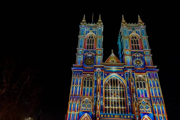 Φωτισμένο Αβαείο Westminster Βράδυ Λονδίνο Ηνωμένο Βασίλειο — Φωτογραφία Αρχείου