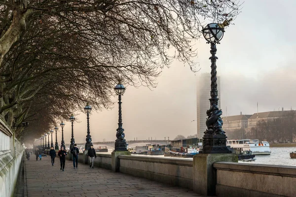 Argine Del Tamigi Inverno Mattina Londra — Foto Stock