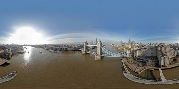 Letecký Pohled Tower Bridge Shard Slunečného Dne Londýn — Stock fotografie