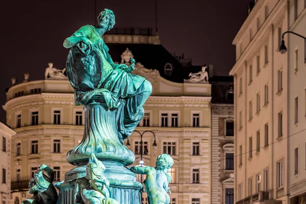 Fonte Donnerbrunnen Viena Época Natal Áustria — Fotografia de Stock