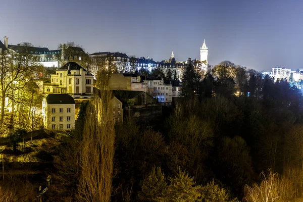 Petrusse Valley Night Luxembourg Europe — Stock Photo, Image
