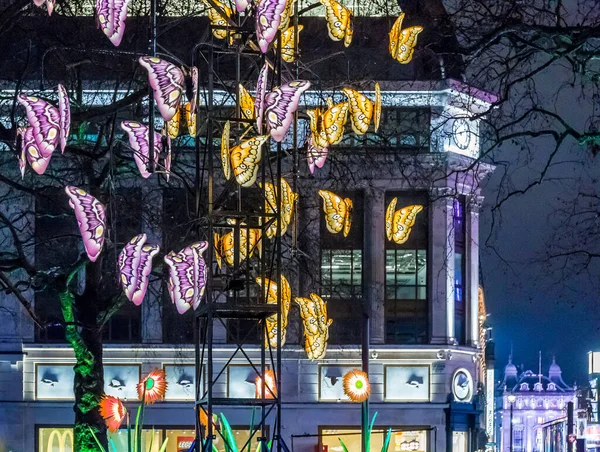 Illuminted Decorations Soho London — Stock Photo, Image