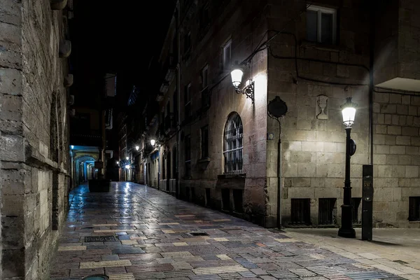 Nuit Dans Vieille Ville Espagnole Aviles Asturies — Photo