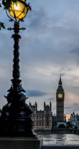 Excelente Vista Big Ben Torre Elizabeth Após Pôr Sol — Fotografia de Stock