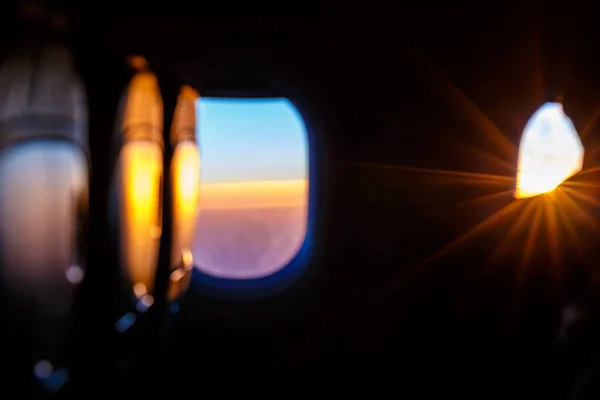 Nascer Sol Visto Dentro Avião — Fotografia de Stock