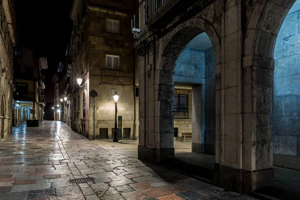 Night Old Spanish City Aviles Asturias —  Fotos de Stock