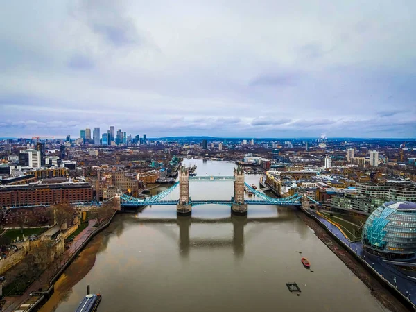 Widok Lotu Ptaka Tower Bridge City London Zabytkowym Centrum Głównej — Zdjęcie stockowe