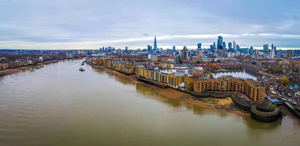 Légi Felvétel Város London Történelmi Központ Elsődleges Központi Üzleti Negyed — Stock Fotó