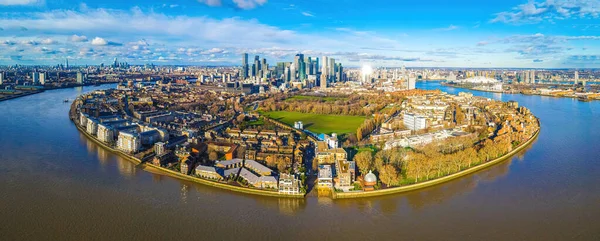 Luftaufnahme Der Canary Wharf Dem Zweiten Zentralen Geschäftsviertel Londons Auf — Stockfoto