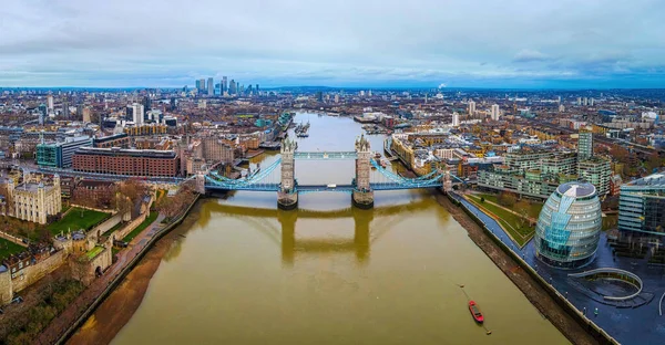 Widok Lotu Ptaka Tower Bridge City London Zabytkowym Centrum Głównej — Zdjęcie stockowe