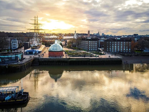 Вид Літака Cutty Sark Greenwich Pier London — стокове фото