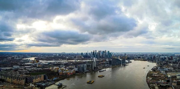 Vista Aérea Del Canary Wharf Distrito Central Negocios Secundario Londres —  Fotos de Stock
