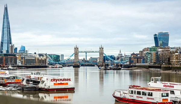 Довгий Вид Тауерський Міст Всесвітньо Відомий Символ Лондона Велика Британія — стокове фото