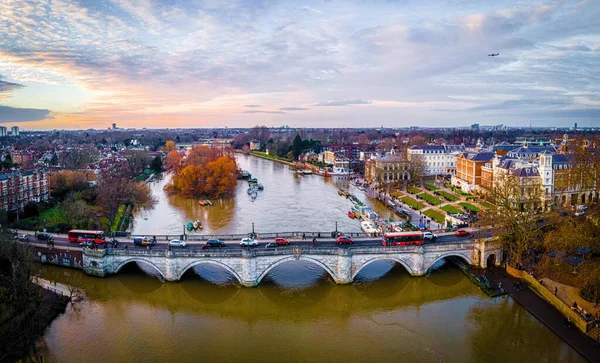 Richmond Híd Légi Kilátása Naplementekor London Egyesült Királyság — Stock Fotó