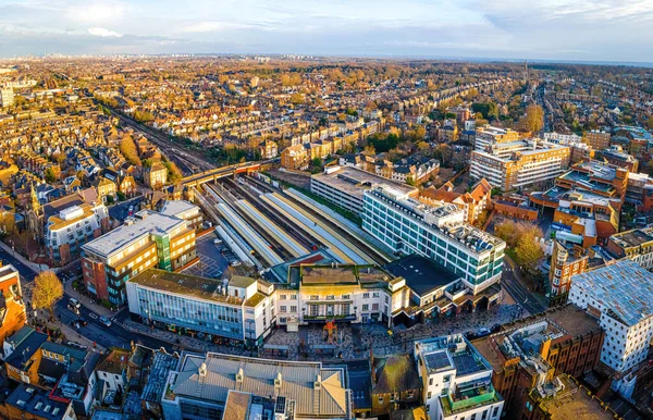 Luftaufnahme Des Bahnhofs Richmond Bei Sonnenuntergang London Großbritannien — Stockfoto