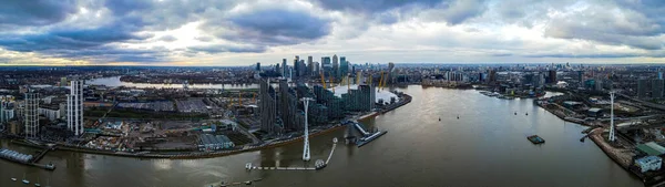 Luftaufnahme Der Canary Wharf Dem Zweiten Zentralen Geschäftsviertel Londons Auf — Stockfoto