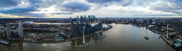 Veduta Aerea Del Canary Wharf Quartiere Secondario Centrale Degli Affari — Foto Stock