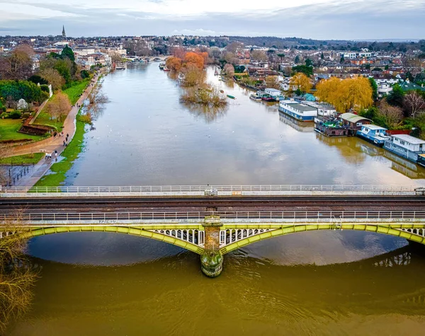 Richmond Híd Légi Kilátása Naplementekor London Egyesült Királyság — Stock Fotó