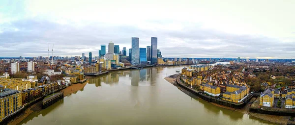 Vista Aérea Del Canary Wharf Distrito Central Negocios Secundario Londres —  Fotos de Stock