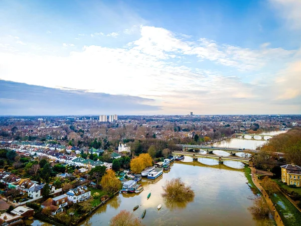 Luchtfoto Van Richmond Bridge Bij Zonsondergang Londen Verenigd Koninkrijk — Stockfoto