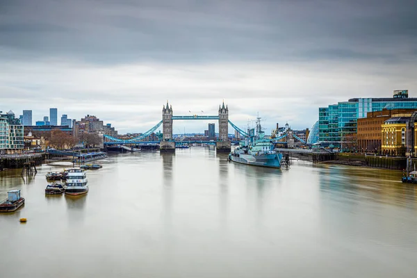 Довгий Вид Тауерський Міст Всесвітньо Відомий Символ Лондона Велика Британія — стокове фото