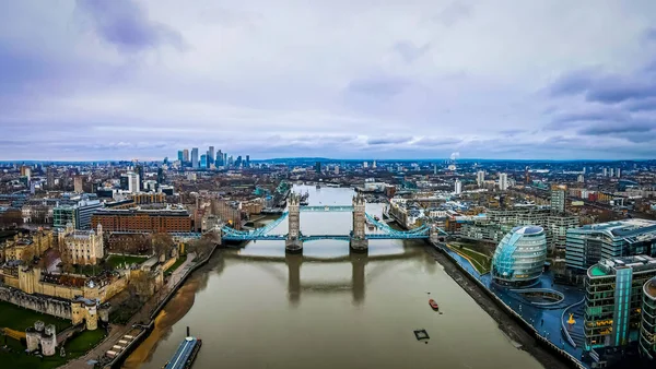 Pemandangan Udara Jembatan Menara Kota London Pusat Bersejarah Dan Distrik — Stok Foto