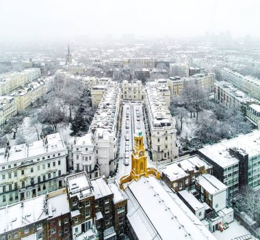 Londra, İngiltere 'deki Karlı Tepe' nin hava görüntüsü