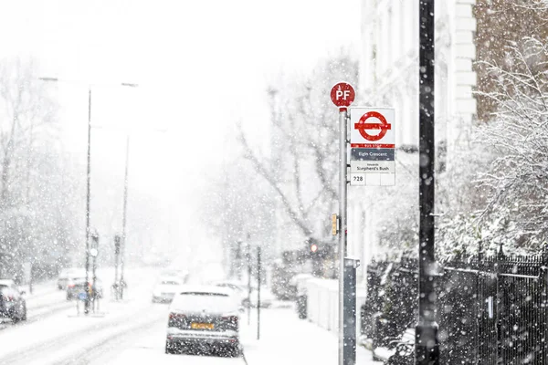 Londyn Zjednoczone Królestwo Stycznia 2021 Opady Śniegu Okolicach Notting Hill — Zdjęcie stockowe