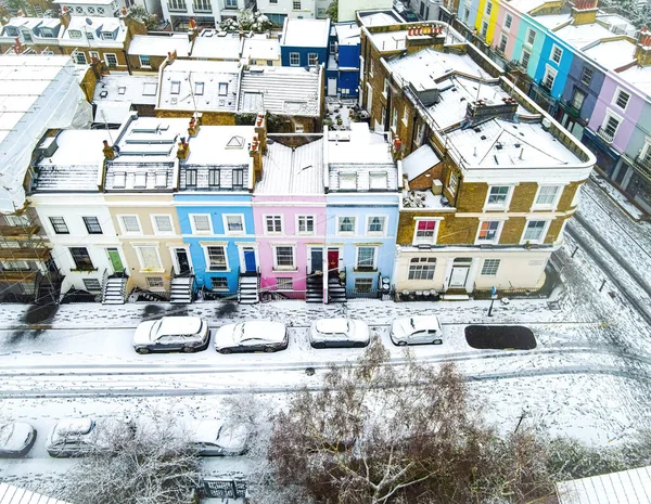 英国伦敦雪地诺丁山地区的空中景观 — 图库照片