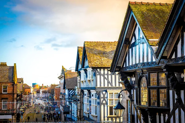 Alte Häuser Chester Einer Stadt Nordwesten Englands Die Für Ihre — Stockfoto