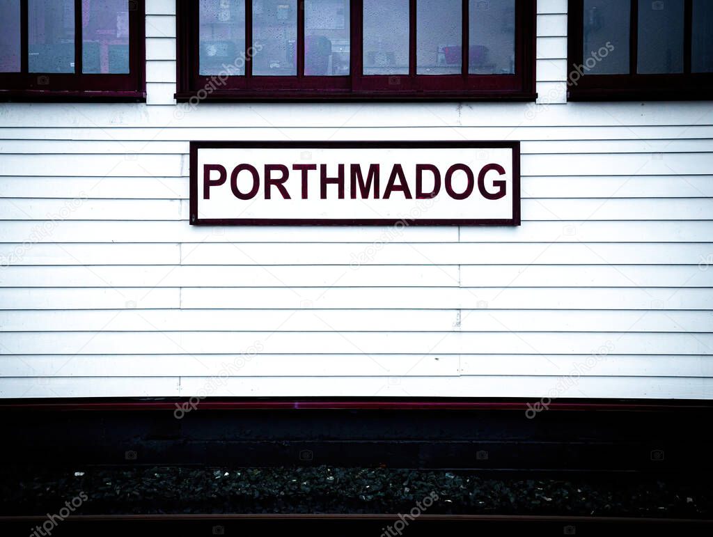 Evening view of Porthmadog, a Welsh coastal town and community in the Eifionydd area of Gwynedd, UK