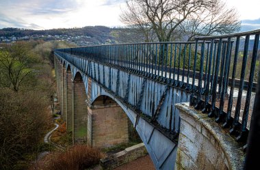 The Pontcysyllte Aqueduct, a navigable aqueduct across the River Dee in the Vale of Llangollen in northeast Wales, UK clipart
