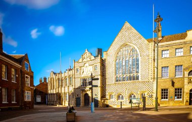 Norfolk, İngiltere 'de bir liman ve pazar kasabası olan King' s Lynn 'in manzarası