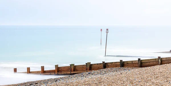 View High Tide Tidal Poles Seaside Worthing — ストック写真