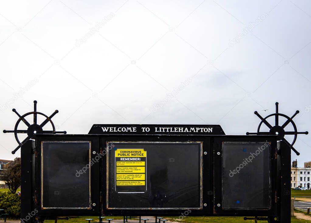 Street sign in Littlehampton, a seaside resort and pleasure harbour in the Arun District of West Sussex, UK