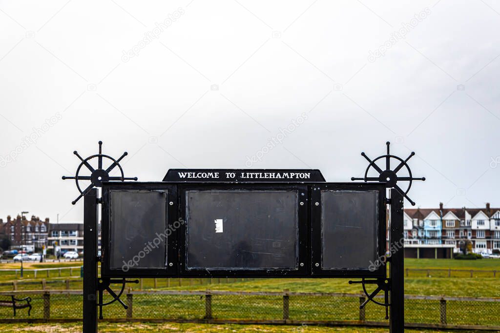 Street sign in Littlehampton, a seaside resort and pleasure harbour in the Arun District of West Sussex, UK