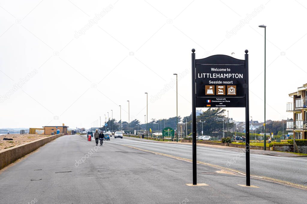 Street sign in Littlehampton, a seaside resort and pleasure harbour in the Arun District of West Sussex, UK