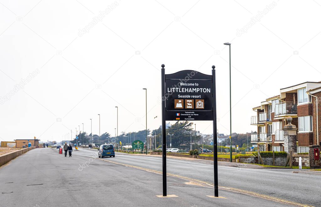 Street sign in Littlehampton, a seaside resort and pleasure harbour in the Arun District of West Sussex, UK