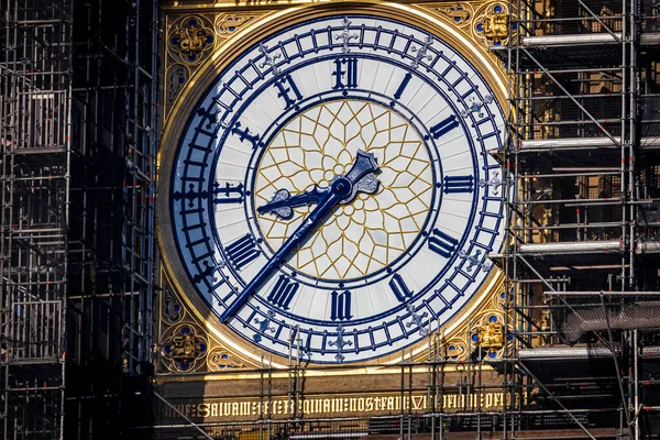 Torre Del Reloj Big Ben Restaurada Con Esferas Agujas Reloj — Foto de Stock
