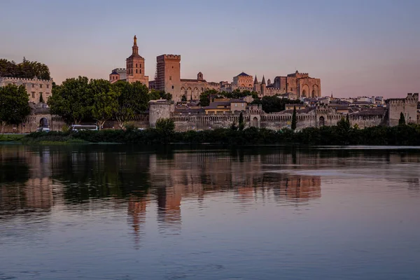 Widok Zachód Słońca Avignon Miasto Południowo Wschodniej Frances Prowansji — Zdjęcie stockowe