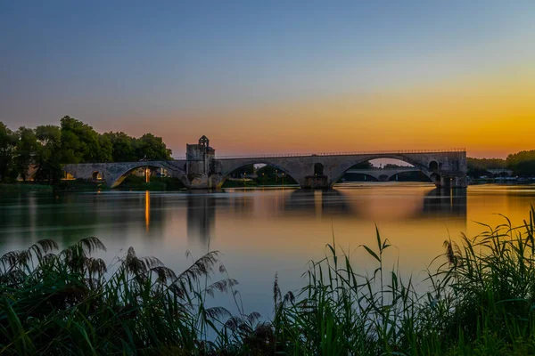 Widok Zachód Słońca Avignon Miasto Południowo Wschodniej Frances Prowansji — Zdjęcie stockowe