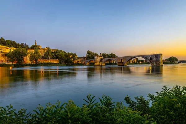 Widok Zachód Słońca Avignon Miasto Południowo Wschodniej Frances Prowansji — Zdjęcie stockowe